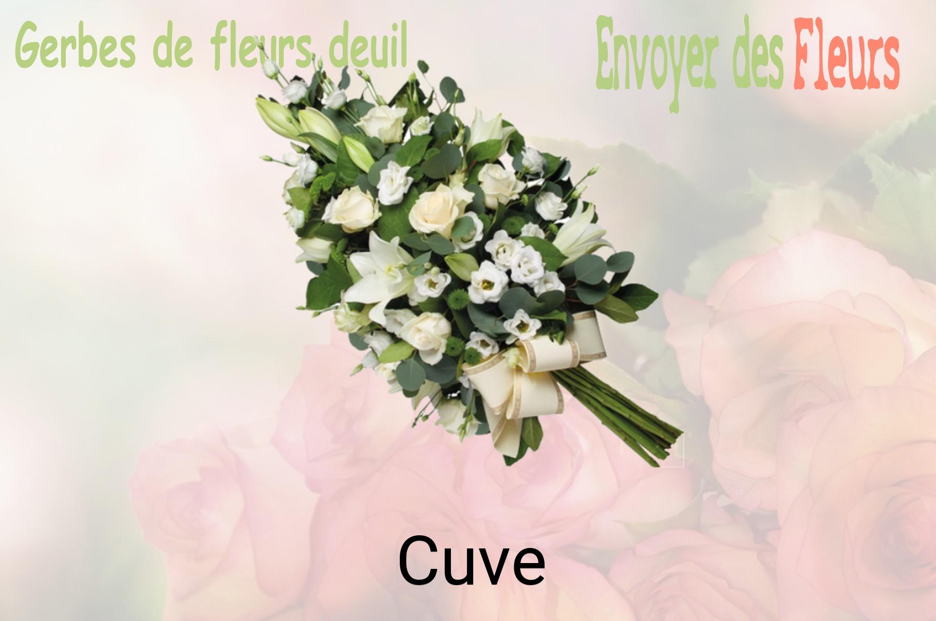 Gerbe de fleurs de deuil livrée à Cuve